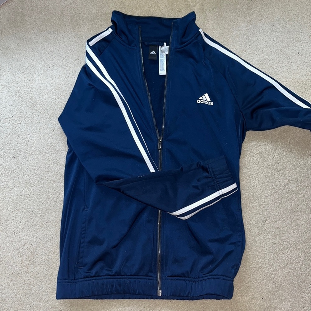 Adidas navy long sleeve zip up
